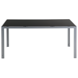Tavolo da pranzo da giardino Piano in vetro temperato Nero Struttura in alluminio grigio 160 x 90 cm