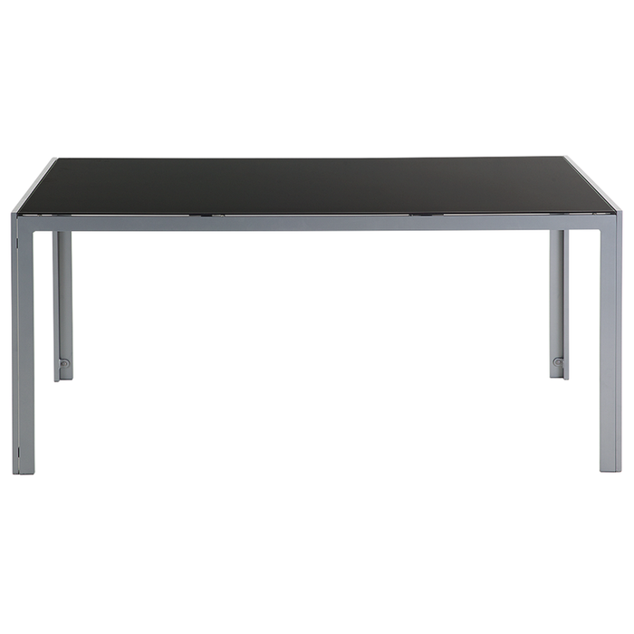 Tavolo da pranzo da giardino Piano in vetro temperato Nero Struttura in alluminio grigio 160 x 90 cm