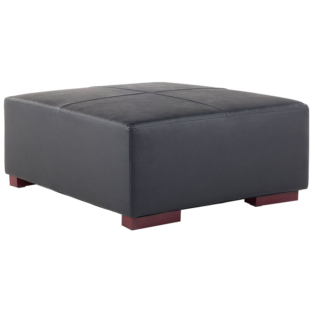 Pouf in Pelle Nera 80 x 35 cm Gambe Marrone Contemporaneo soggiorno