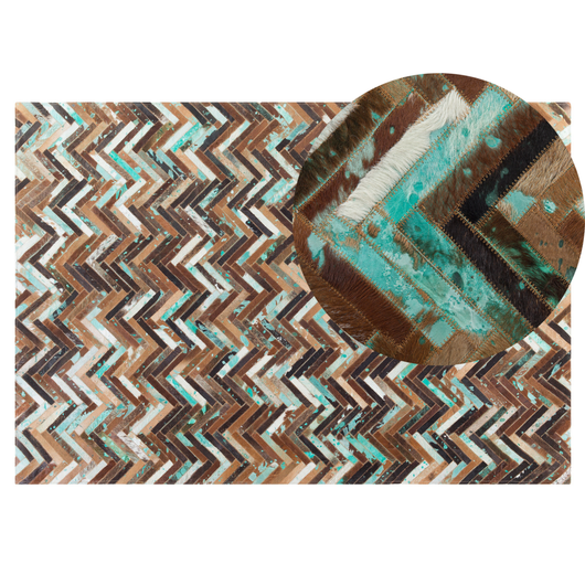 Tappeto Multicolore Pelle 140 x 200 cm Pelle Bovina Artigianale