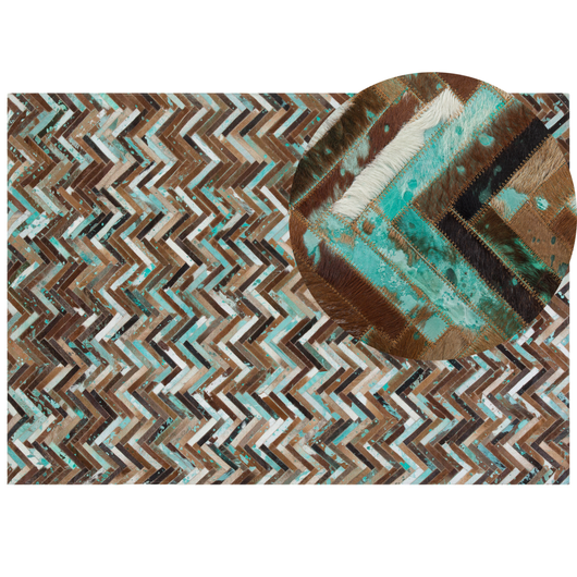 Tappeto Multicolore Pelle 160 x 230 cm Pelle Bovina Artigianale