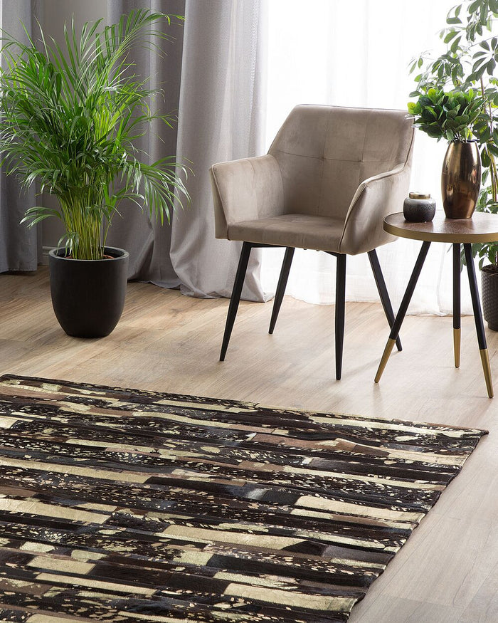 Tappeto Marrone Vera Pelle 160 x 230 cm Pelle Bovina Artigianale