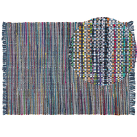 Tappeto di pezza cotone blu 160 x 230 cm rettangolare fatto a mano Boho eclettico
