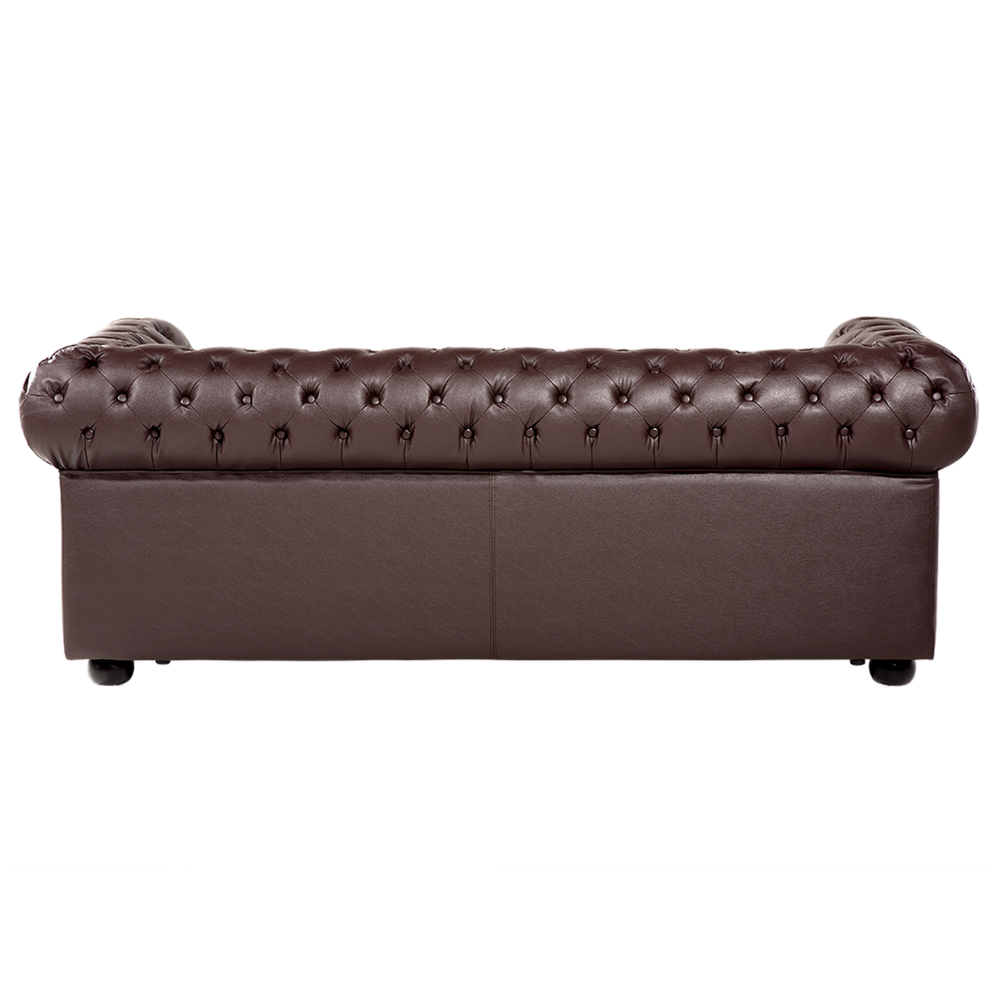 Divano Chesterfield dallo stile vintage a 3 posti in vera pelle marrone