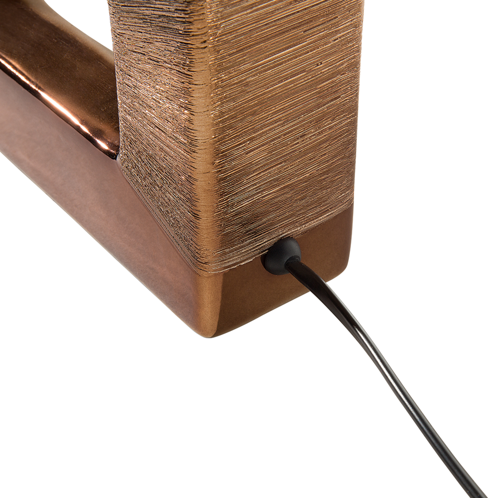 Lampada da Tavolo Base in Porcellana Rame Paralume Rettangolare in Simil Seta Marrone 42H cm Lampada da Comodino