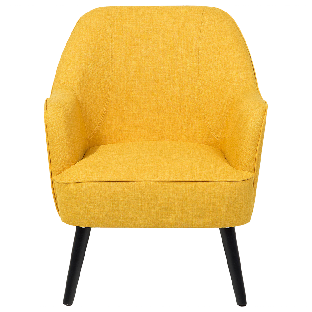 Poltrona gialla Sedia Club gambe in legno moderna in stile retrò