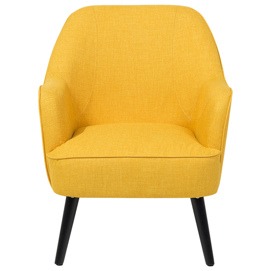 Poltrona gialla Sedia Club gambe in legno moderna in stile retrò