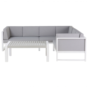 Set Conversazione Cornice Alluminio Grigio Chiaro Modulare Forma L da esterno