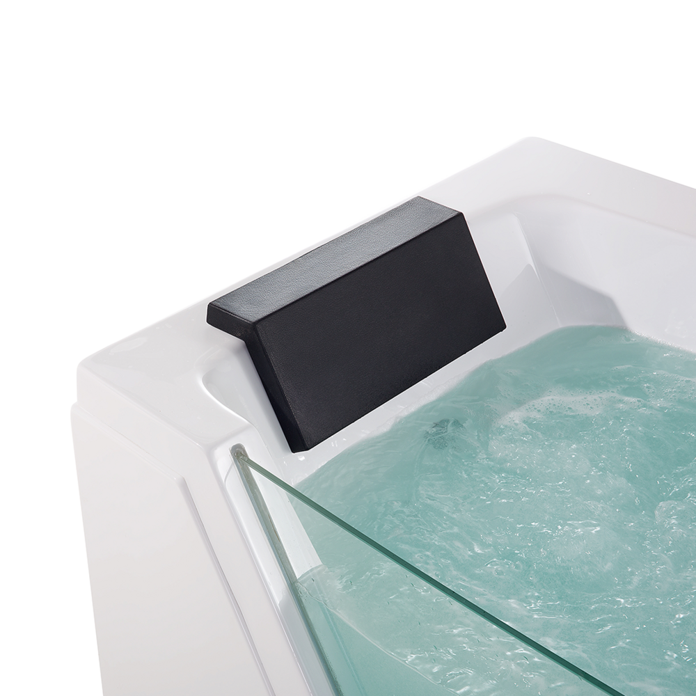 Punti Massaggio Bagno Bianco Argento con LED Sanitario Acrilico e Vetro Singolo 174 x 79 cm