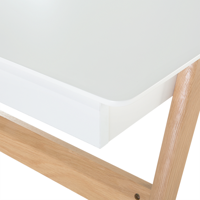 Scrivania da Ufficio Bianca 120 x 75 cm Piano Laccato 2 Cassetti Scandinavo