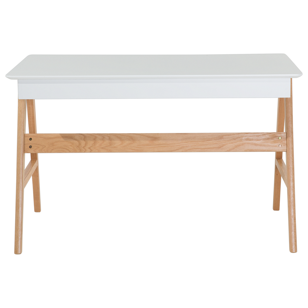 Scrivania da Ufficio Bianca 120 x 75 cm Piano Laccato 2 Cassetti Scandinavo