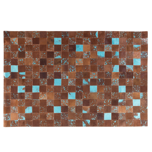 Tappeto Pelle Marrone e Blu 160 x 230 cm Pelle Bovina Artigianale