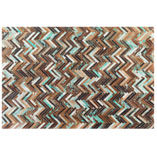 Tappeto Multicolore Pelle 140 x 200 cm Pelle Bovina Artigianale