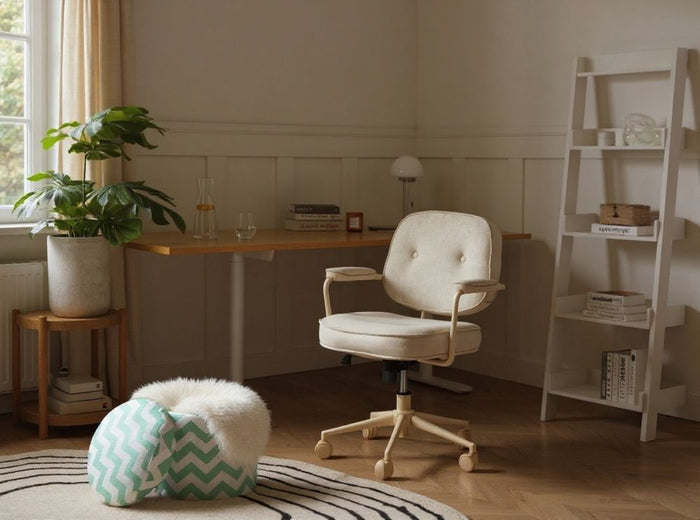 Poggiapiedi e Sgabello Contenitore Rotondo a Zig Zag Verde Menta e Bianco