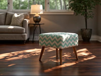 Poggiapiedi in Cotone color Verde Menta con Gambe in Legno Motivo Orientale stile etnico