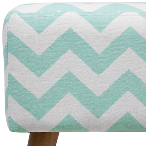 Poggiapiedi in Cotone color Verde Menta con Gambe in Legno Motivo Orientale stile etnico