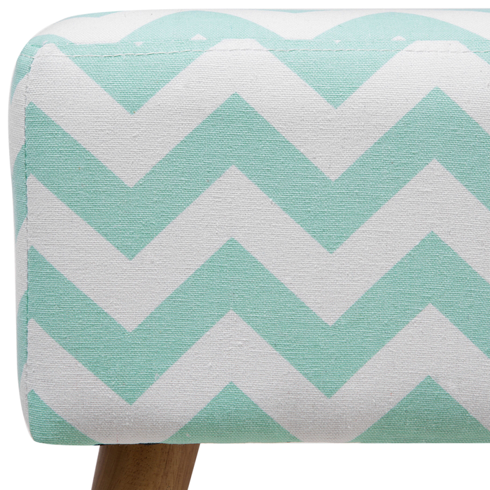 Poggiapiedi in Cotone color Verde Menta con Gambe in Legno Motivo Orientale stile etnico