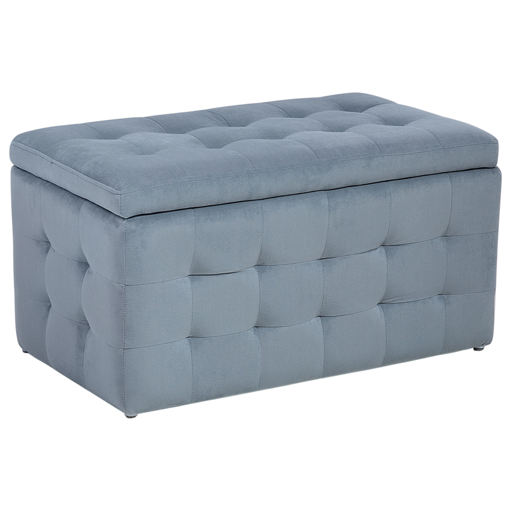 Pouf Cassapanca Imbottito in Velluto di colore Grigio Stile Chesterfield moderno contemporaneo