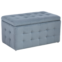 Pouf Cassapanca Imbottito in Velluto di colore Grigio Stile Chesterfield moderno contemporaneo