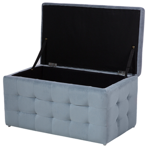 Pouf Cassapanca Imbottito in Velluto di colore Grigio Stile Chesterfield moderno contemporaneo