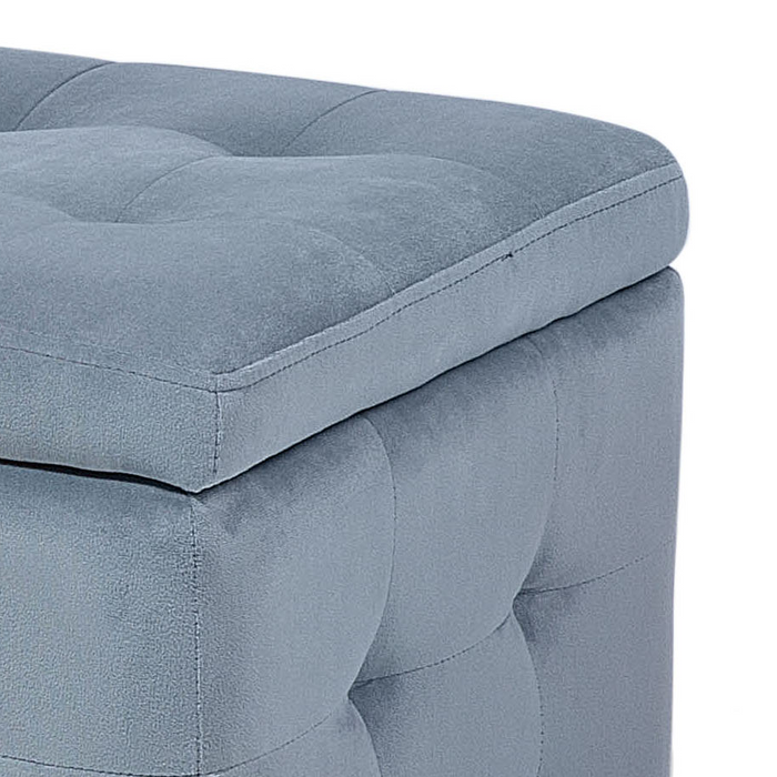 Pouf Cassapanca Imbottito in Velluto di colore Grigio Stile Chesterfield moderno contemporaneo