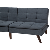 Divano letto grigio 3 posti trapuntato tappezzeria Click Clack Split indietro gambe in metallo