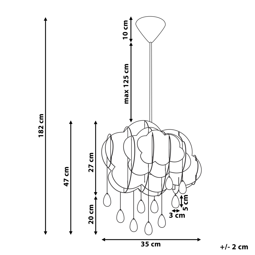 Lampada a Sospensione Bianca Nuvola Galleggiante Cristallo Gocce di Pioggia Luce Cameretta