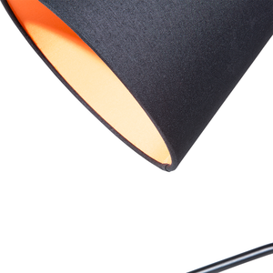 Lampada da Tavolo Nera con Base Treppiede in Metallo Arancio 42H cm Lampada da Notte di Design Moderno