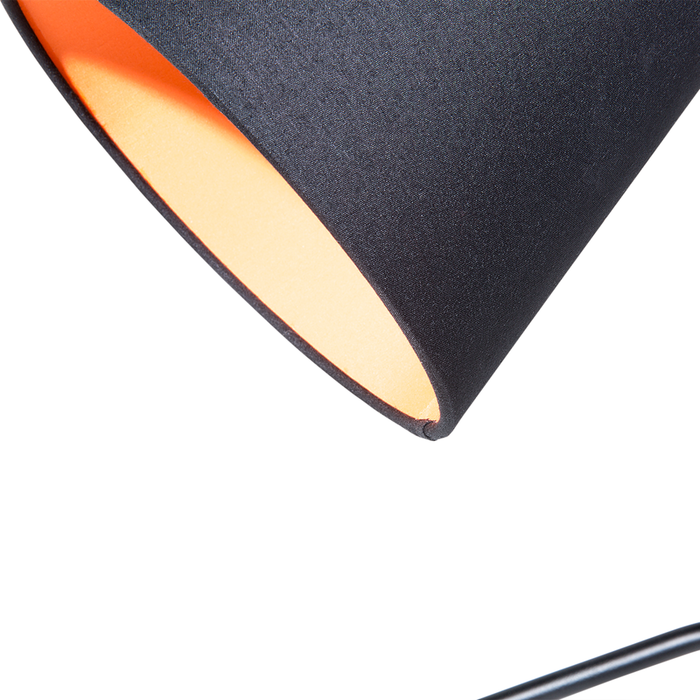 Lampada da Tavolo Nera con Base Treppiede in Metallo Arancio 42H cm Lampada da Notte di Design Moderno