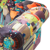 Divano a 3 posti Tessuto Multicolore Braccioli a voluta con inserti Patchwork giallo eclettico