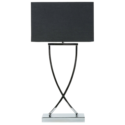 Lampada da Tavolo Metallo Argento Nero Paralume Rettangolare 62H cm Soggiorno Moderno