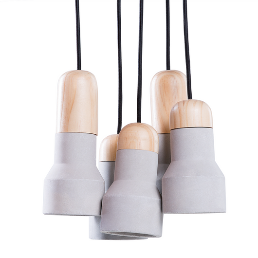 Lampada a sospensione a grappolo a 5 luci in cemento colore grigio stile moderno industriale