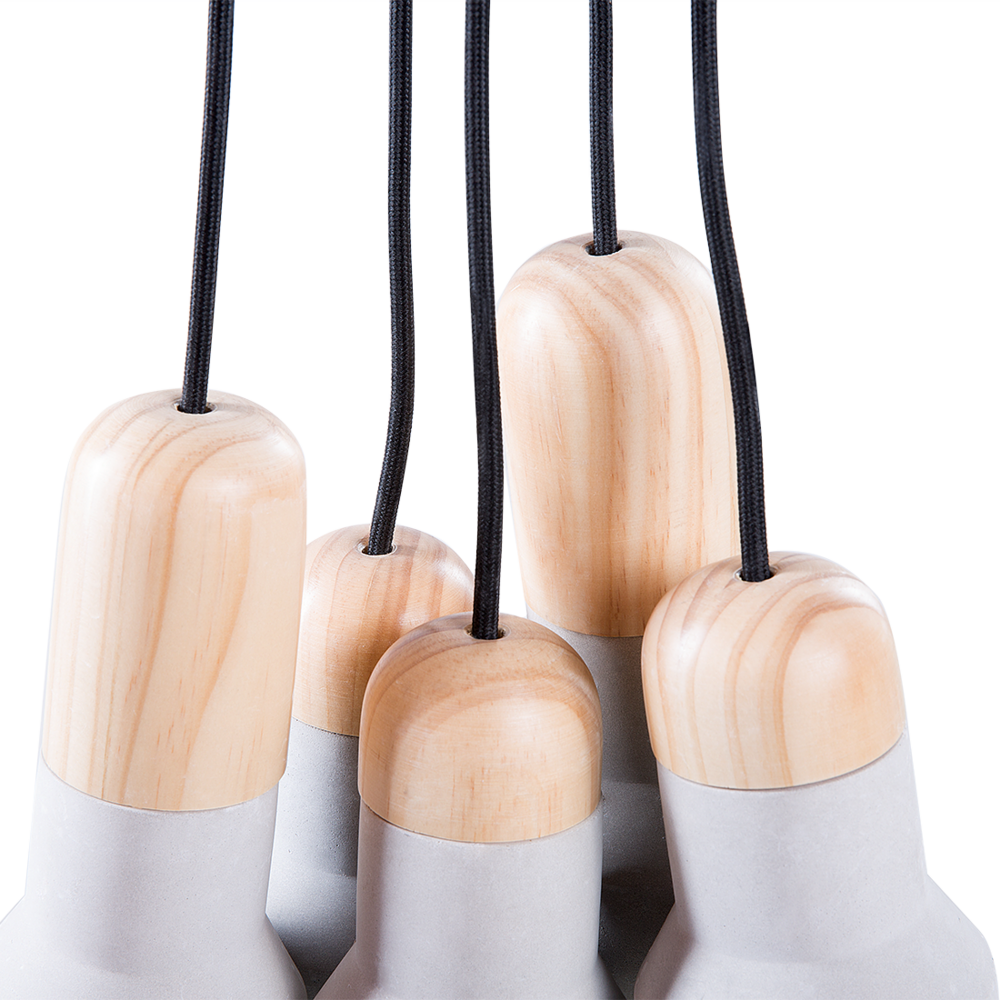 Lampada a sospensione a grappolo a 5 luci in cemento colore grigio stile moderno industriale