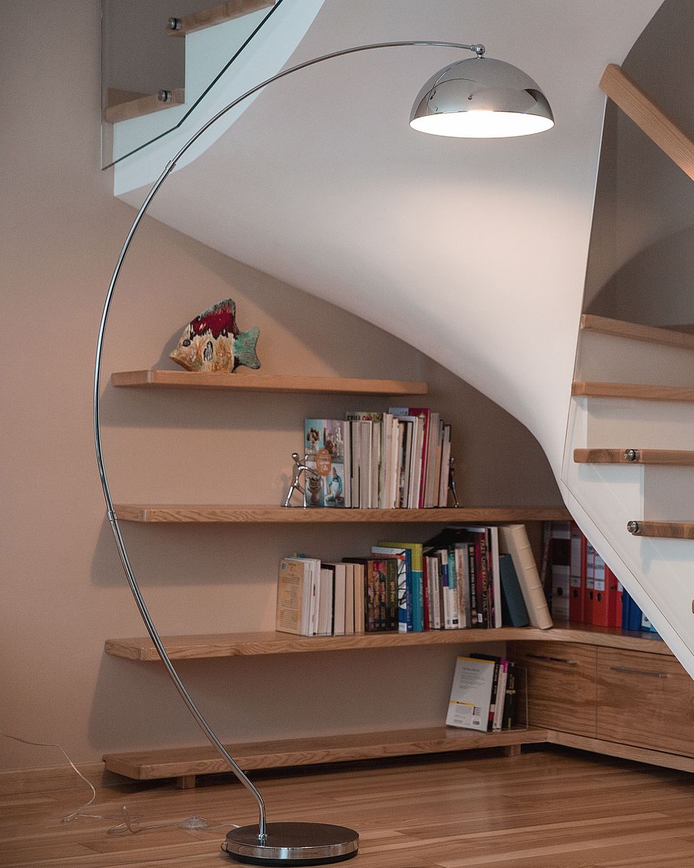 Lampada da Terra Metallo argentato 188 cm Arco base cromata Moderna