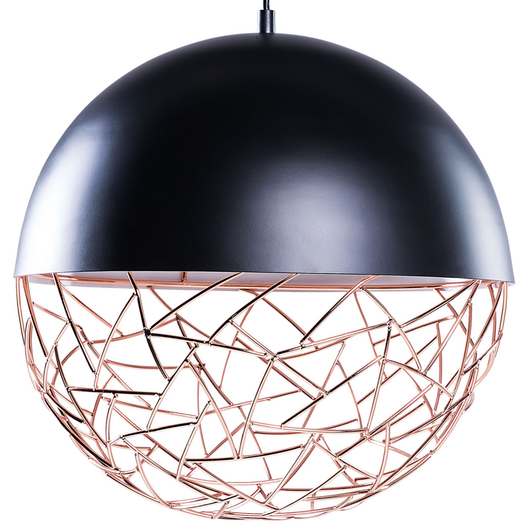 Lampadario con Paralume Metallo Nero Forma Sferica Stile Minimalista soggiorno design moderno