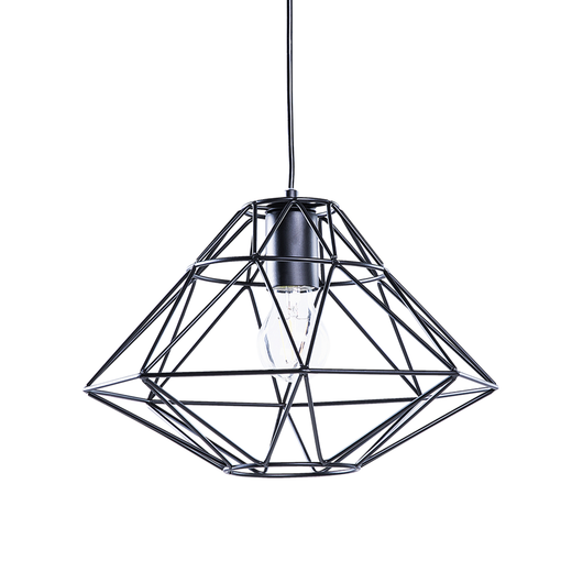 Filo metallico nudo a 1 luce Nero a sospensione a forma di gabbia in metallo