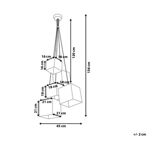 Lampada a sospensione a grappolo a 5 luci nera con paralumi in tessuto quadrato
