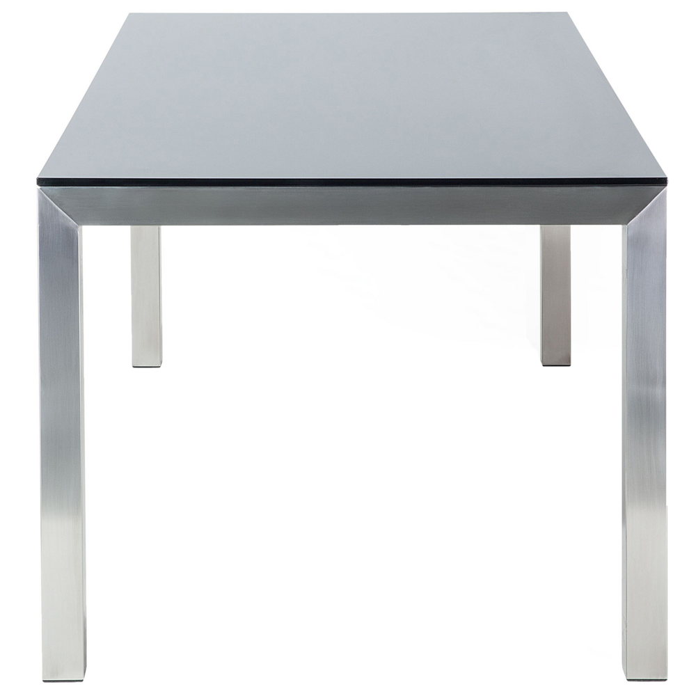 Tavolo da giardino Piano tavolo in vetro Nero 180 x 90 cm Struttura in acciaio a 6 posti