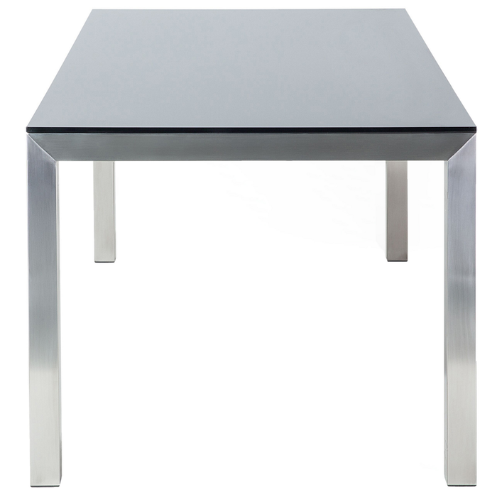 Tavolo da giardino Piano tavolo in vetro Nero 180 x 90 cm Struttura in acciaio a 6 posti