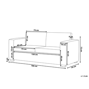 Divano a 3 posti Rivestimento in pelle crosta beige chiaro Gambe cromate Design retrò