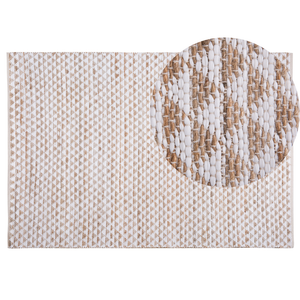 Tappeto Beige Iuta e Misto Cotone 140 x 200 cm Motivo Geometrico Intrecciato a Mano