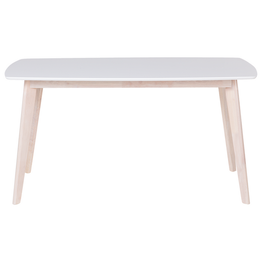 Tavolo da pranzo con gambe in legno bianco 150 x 90 cm in stile scandinavo rettangolare