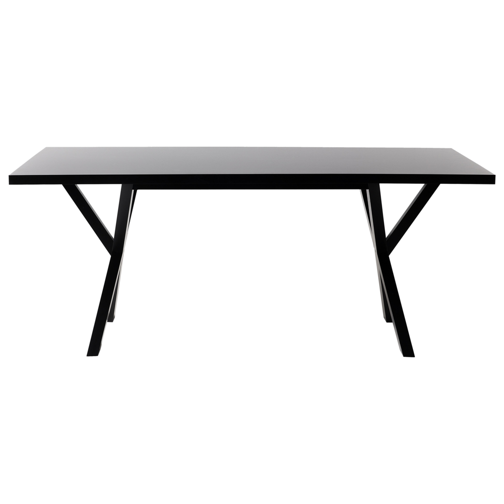 Tavolo da pranzo Piano tavolo Nero 77 x 180 x 80 cm Tavolo da cucina con gambe in legno massello X-cross