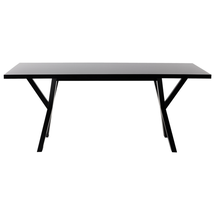 Tavolo da pranzo Piano tavolo Nero 77 x 180 x 80 cm Tavolo da cucina con gambe in legno massello X-cross