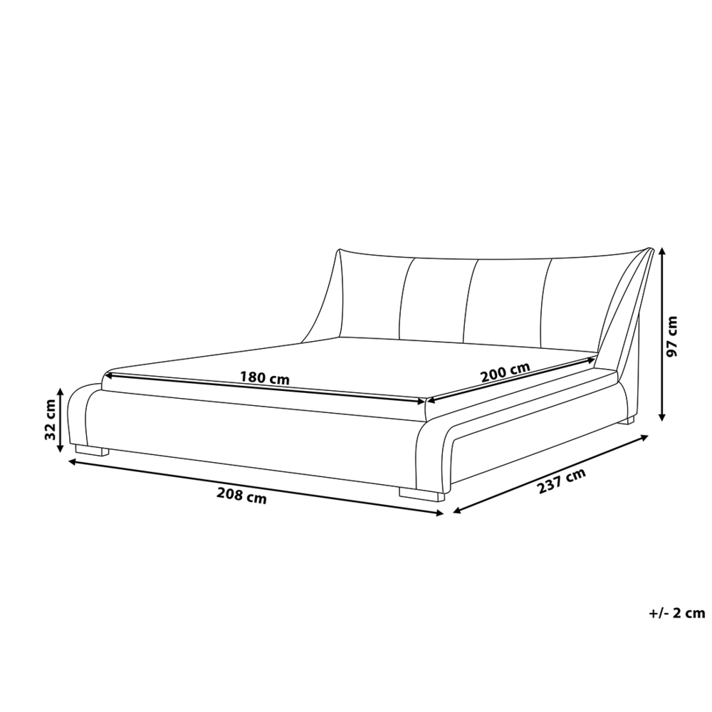 Letto ad acqua Tessuto grigio 180 x 200 cm Accessori Riduzione dell'onda Ampia testiera moderna