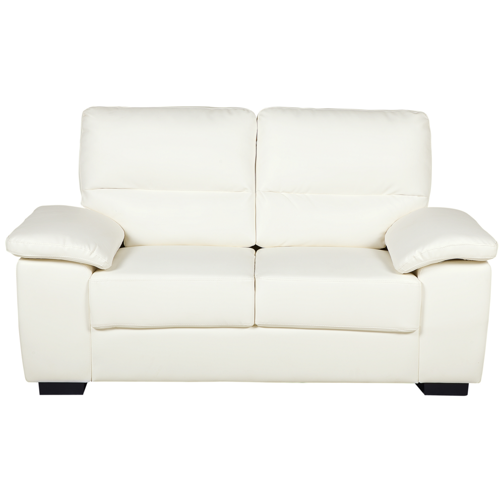 Divano da soggiorno in ecopelle a 2 posti color bianco sporco sofa moderno