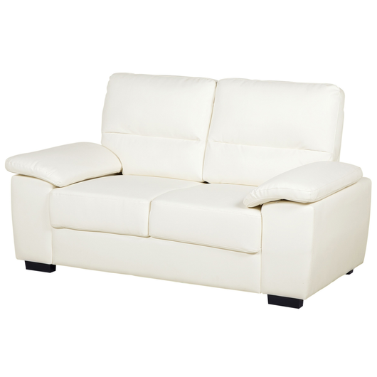 Divano da soggiorno in ecopelle a 2 posti color bianco sporco sofa moderno