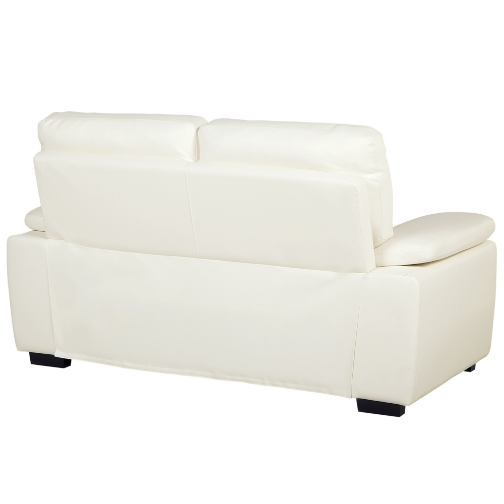 Divano da soggiorno in ecopelle a 2 posti color bianco sporco sofa moderno