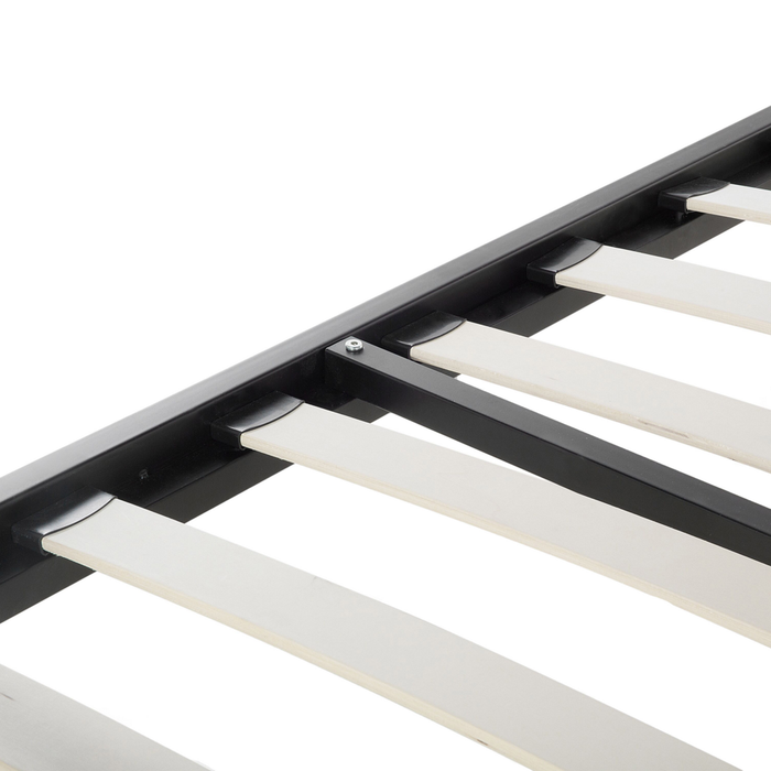 Letto in metallo Nero 160 x 200 cm con testiera a doghe e pediera retrò vintage