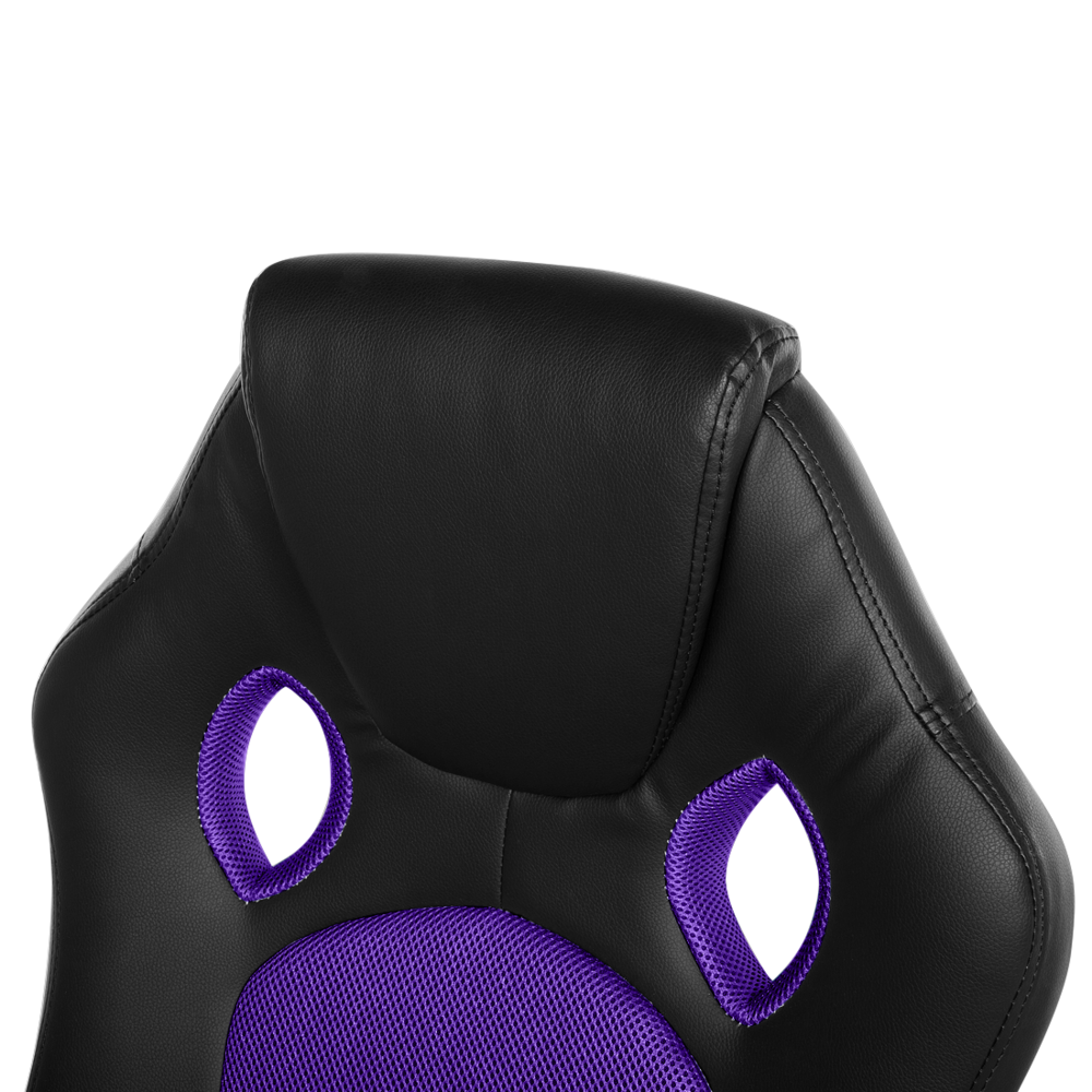 Sedia da ufficio Girevole e regolabile in ecopelle di colore nero e viola